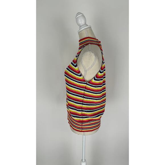 John + Jenn Multi Rainbow Knit Halter Percy Sweater Tank Womens Med Anthropolgie - Picture 4 of 7